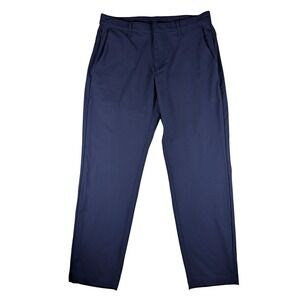 Fabletics Men's Dress Pants, Flat Front Trousers, Casual,‎ Navy Blue Fits 34x29